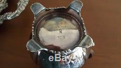 Birks Silver Gadroon & Shell Tray Tea Coffee Set Bakelite Handles Nut Finials