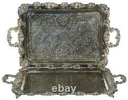 Birmingham Silver Co Reticulated Footed Serving Platter Tea Coffee Barware Tray