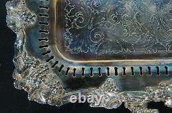 Birmingham Silver Co Reticulated Footed Serving Platter Tea Coffee Barware Tray