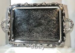 Birmingham Silver Co. Silver Plated Footed Tray Serving Tea Barware Tray
