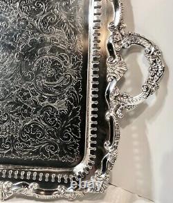 Birmingham Silver Co. Silver Plated Footed Tray Serving Tea Barware Tray