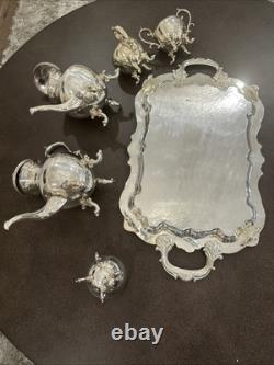 Birmingham Silver Company 6 Piece Coffee Tea Serving Set Vintage Or Antique