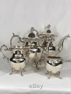 Birmingham Silver Company Bim8 (1957) Silverplate (5) Piece Tea Set Grape Finial