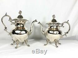 Birmingham Silver Company Bim8 (1957) Silverplate (5) Piece Tea Set Grape Finial