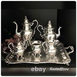 Birmingham Silver Company Tea Set Silver Plated with tray 6 piece Vintage Set