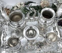 Birmingham Silver Company Tea Set Silver Plated with tray 6 piece Vintage Set