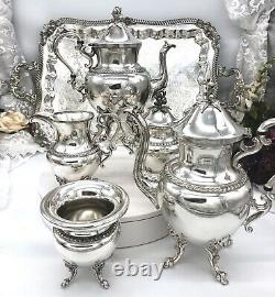 Birmingham Silver Company Tea Set Silver Plated with tray 6 piece Vintage Set