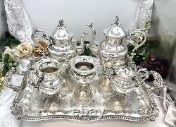 Birmingham Silver Company Tea Set Silver Plated with tray 6 piece Vintage Set