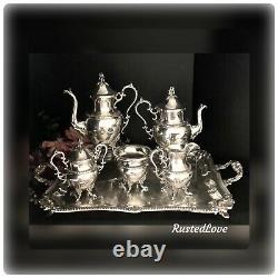 Birmingham Silver Company Tea Set Silver Plated with tray 6 piece Vintage Set