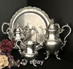 Birmingham Silver Plated tea set Coffee, Creamer, Sugar and Oneida tray 4 pcs