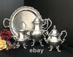 Birmingham Silver Plated tea set Coffee, Creamer, Sugar and Oneida tray 4 pcs