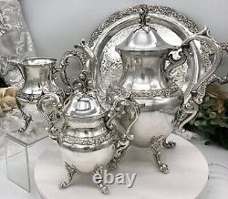 Birmingham Silver Plated tea set Coffee, Creamer, Sugar and Oneida tray 4 pcs