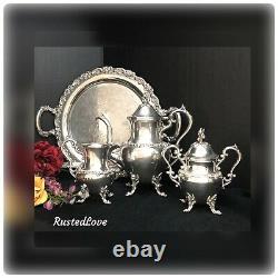 Birmingham Silver Plated tea set Coffee, Creamer, Sugar and Oneida tray 4 pcs