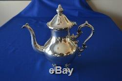 Birmingham Silver Silver on Copper Tea Set withTilting Tea Pot 6 Pc