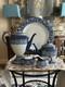 Bombay China Silver Trimmed Tea/coffee Set Of 7 Pieces And Serving Platter