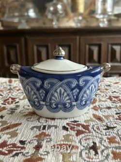 Bombay China Silver Trimmed Tea/Coffee Set of 7 Pieces and Serving Platter
