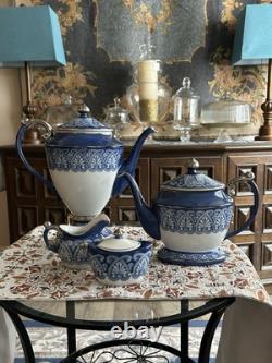 Bombay China Silver Trimmed Tea/Coffee Set of 7 Pieces and Serving Platter