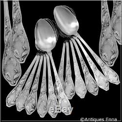 Boulenger French Silver Tea Coffee Dessert Spoons Set 12 pc, Cocoa bean, Box