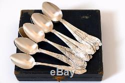 Boulenger French Silver Tea Coffee Dessert Spoons Set 12 pc, Cocoa bean, Box