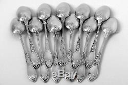 Boulenger French Silver Tea Coffee Dessert Spoons Set 12 pc, Cocoa bean, Box