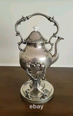 Britannia Sheridan Silver On Copper Tipping Teapot Tea Kettle Tilting Stand