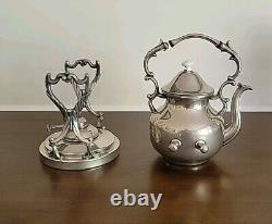 Britannia Sheridan Silver On Copper Tipping Teapot Tea Kettle Tilting Stand