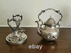 Britannia Sheridan Silver On Copper Tipping Teapot Tea Kettle Tilting Stand