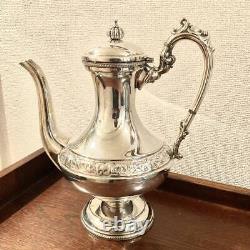 British Antique Silver Plate Hand Chased Tea Set Teapot Milk Creamer Sugar Pot