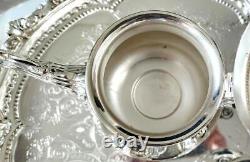 Burger Ellis tea set 4 piece set pot silver plate vintage Sterling silver 1960s