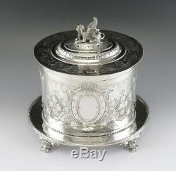 C1860s English Sheffield Mappin & Webb Silver Plate Sphinx Top Tea Caddy