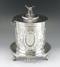 C1860s English Sheffield Mappin & Webb Silver Plate Sphinx Top Tea Caddy