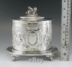 C1860s English Sheffield Mappin & Webb Silver Plate Sphinx Top Tea Caddy