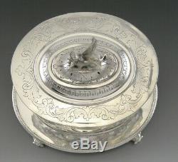 C1860s English Sheffield Mappin & Webb Silver Plate Sphinx Top Tea Caddy