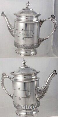 C1875 5pc Beautifully Decorated Silver Plated Tea Set