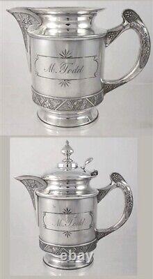 C1875 5pc Beautifully Decorated Silver Plated Tea Set