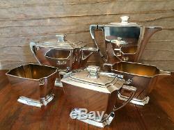 C1929 5-pc ROGERS BROTHERS Legacy Silverplate ART DECO Coffee Tea Service Set