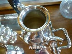 CHRISTOFLE MALMAISON 5 piece Silver plated Coffee/Tea Set service cafe thé