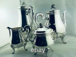 CHRISTOFLE MARLY SILVER PLATED TEA COFFE POT SET 4 Pcs TOP CONDITION