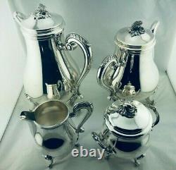 CHRISTOFLE MARLY SILVER PLATED TEA COFFE POT SET 4 Pcs TOP CONDITION
