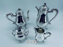 CHRISTOFLE MARLY Silver Plate Tea Coffee set Louis XV 4 Pcs TOP CONDITION