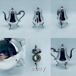 CHRISTOFLE MARLY Silver Plate Tea Coffee set Louis XV 4 Pcs TOP CONDITION