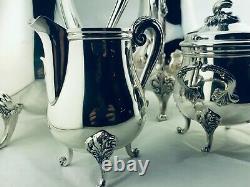 CHRISTOFLE MARLY Silver Plate Tea Coffee set Louis XV 4 Pcs TOP CONDITION! N°2