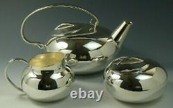 CHRISTOFLE Silver Plate GALLIA Lino Sabattini BOULE Pattern 3 Piece Tea Set