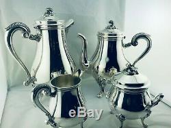 CHRISTOFLE silver plated Tea Coffee set sugar creamer set 4 Pcs MARLY Perfect