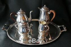 CHRISTOFLE silver plated tray for Coffee Tea sugar creamer set 4 pieces FRANCE