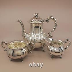 COHR Denmark Silverplate 3piece Tea Set Teapot Creamer Sugar Bowl Milk Jug 60's