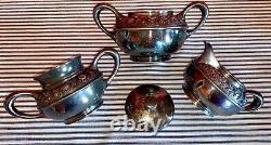 C. 1885 Meriden High Victorian REPOUSSE' Silverplate Tea & Coffee Service Set