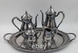 Camille by International Silver Tea Coffee set Serving Set w Tray Siver Plated