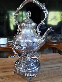 Canterberry Silver Plate Tilting Tea Pot with Burner