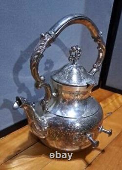 Canterberry Silver Plate Tilting Tea Pot with Burner